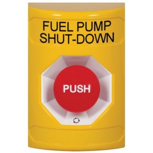 STI SS2201PS-EN Stopper Station – Yellow – Push and Turn Reset – Fuel Pump Shutdown Label